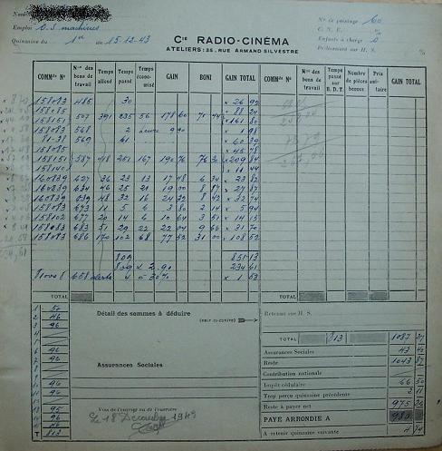 Feuille de paye d'un OS